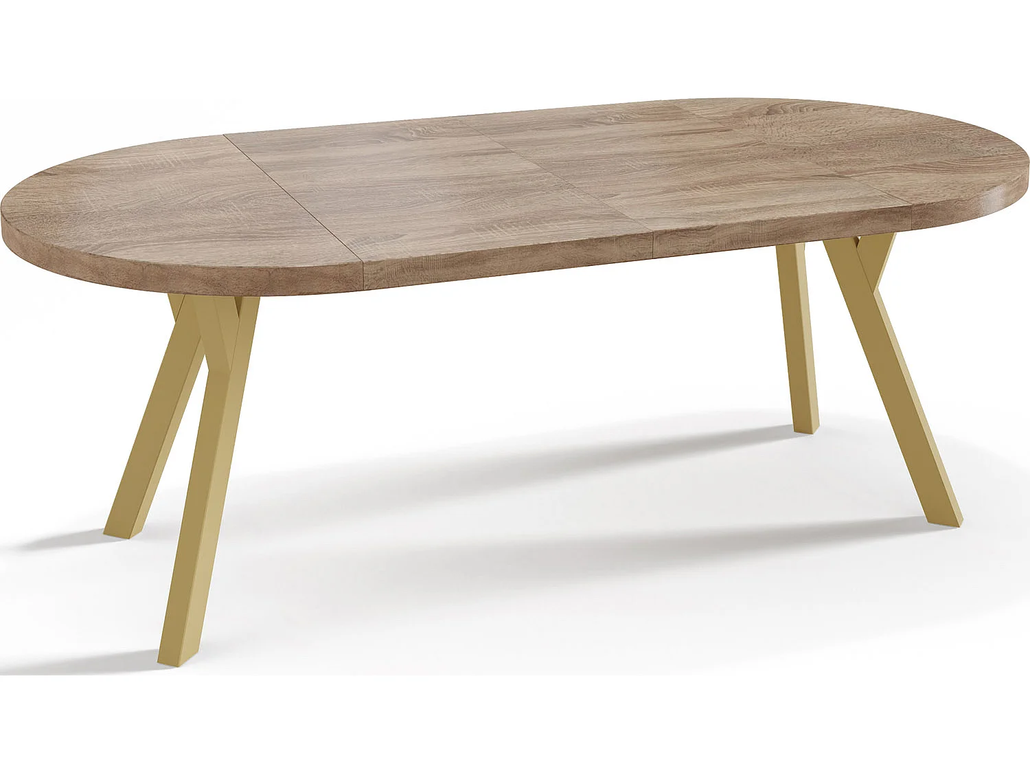 Designer Runder Ausziehbarer Esstisch - Loft-Stil, Platzsparend - Goldene Beine - 100 bis 200 cm - für 6-8 Personen - Hergestellt in EU - Sonoma Eiche - 200 cm