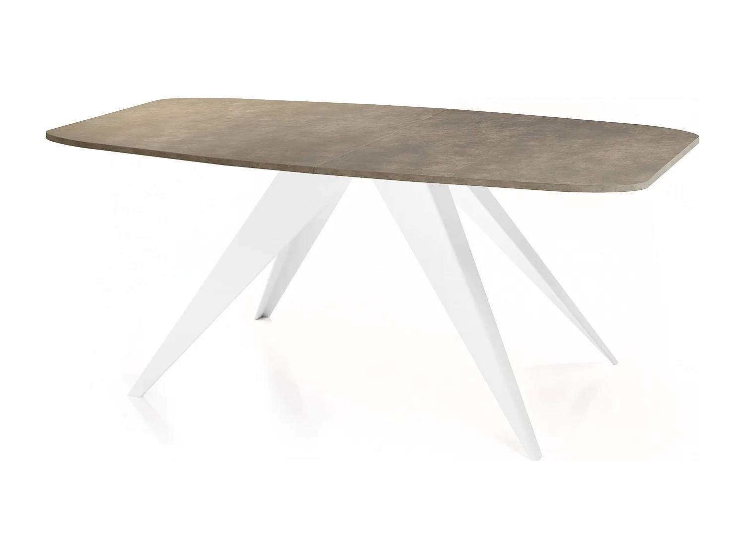 Table à Manger Extensible Style Loft - Table Industrielle avec Pieds Métalliques Blancs - Design Moderne pour Salon - 160 cm extensible à 200 cm - Chicago Concrete