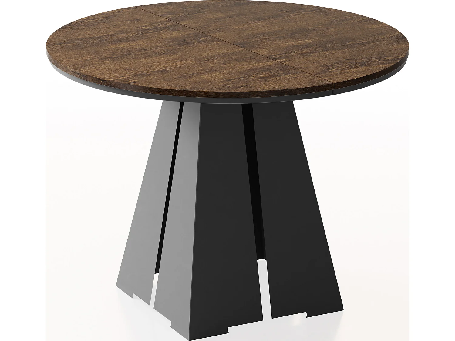 Runder Ausziehbarer Esstisch mit Schwarzem Metallgestell - Moderner Industrieller Tisch für Esszimmer oder Küche - 120 cm bis 200 cm - Made in EU - Lefkas Eiche