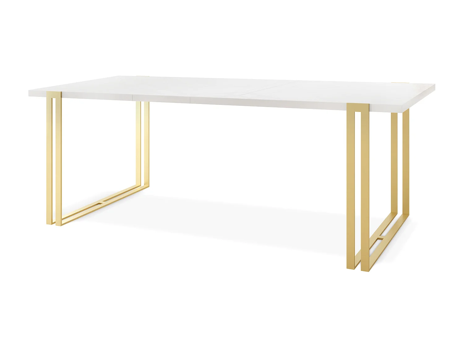 Ausziehbarer Esstisch - Großer Tisch im Loft-Stil mit Golden Metallbeinen 120 bis 220 cm - Industrietisch für das Wohnzimmer - Weiß - 120 x 80 cm