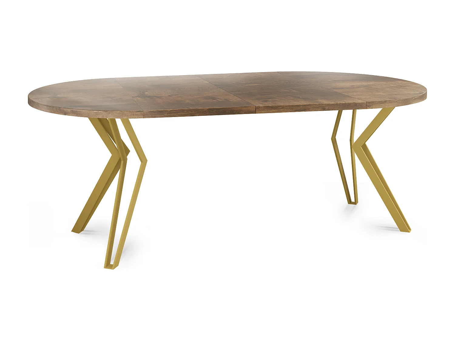 Runder Tisch für das Esszimmer - 100 oder 120 cm Durchmesser - Klappbarer Tisch mit Pulverbeschichteten Goldenen Metallbeinen  - 120 cm - Lefkas Eiche