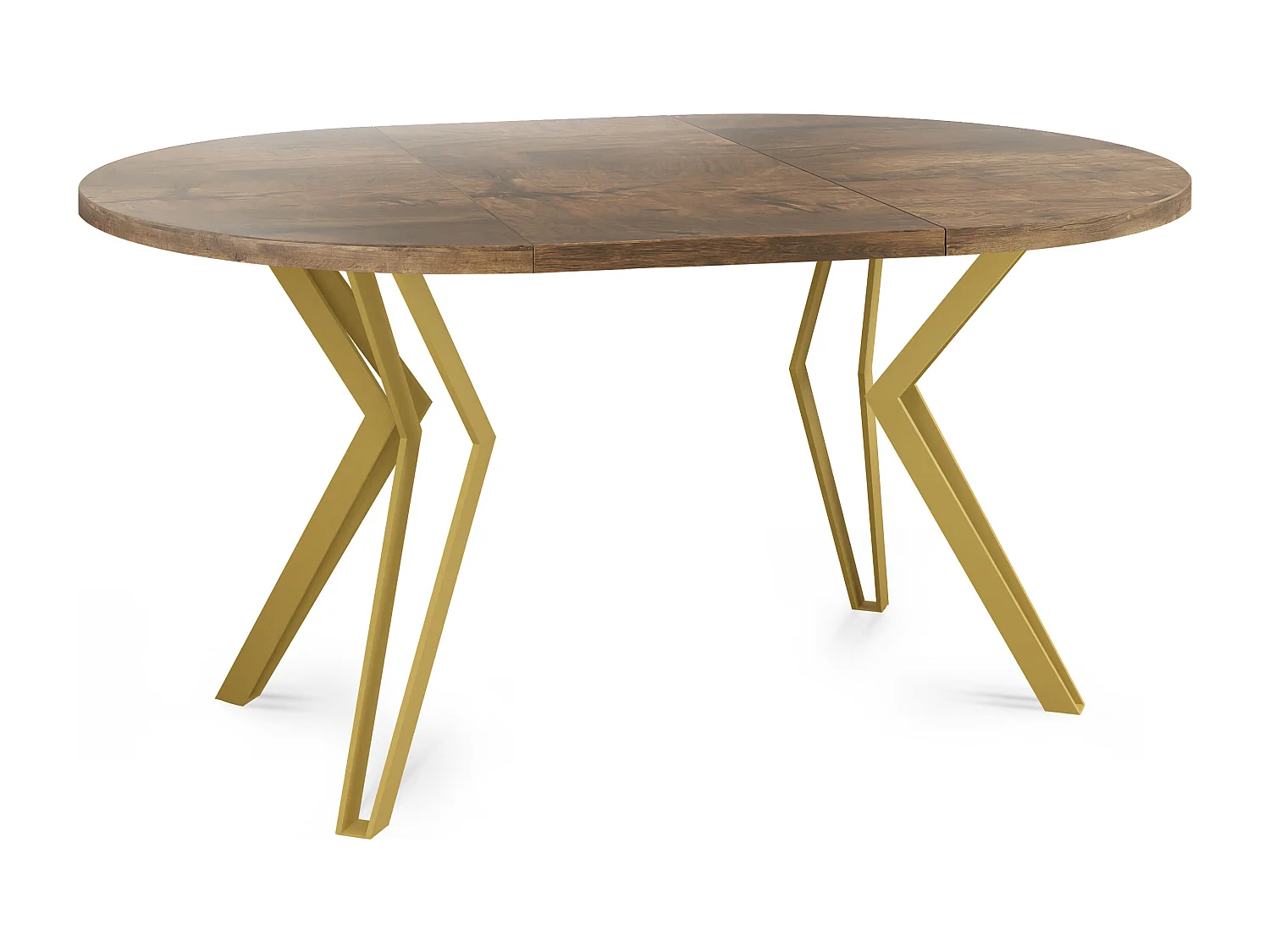 Runder Tisch für das Esszimmer - 100 oder 120 cm Durchmesser - Klappbarer Tisch mit Pulverbeschichteten Goldenen Metallbeinen  - 120 cm - Lefkas Eiche