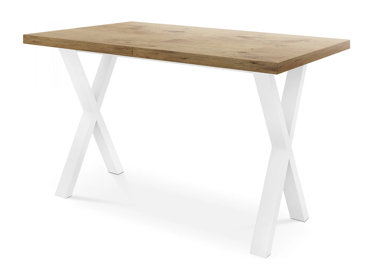 Rechteckiger Ausziehbarer Esstisch - Großer Modern-Stil Tisch mit Weißen Metallbeinen 120 140 160 cm bis 220 240 260 cm - Spacesaver - 120 x 80 cm - Lancelot Eiche