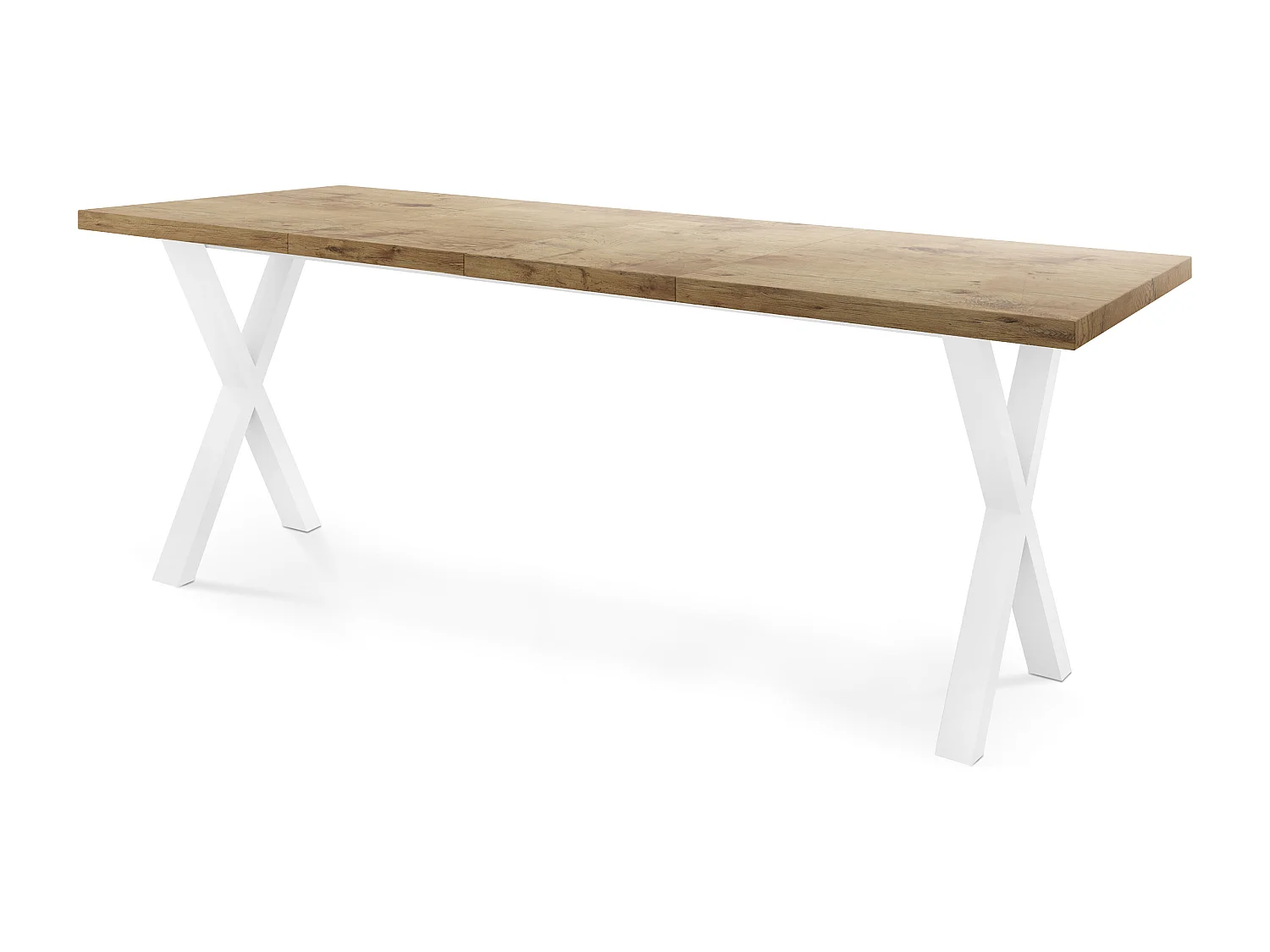 Rechteckiger Ausziehbarer Esstisch - Großer Modern-Stil Tisch mit Weißen Metallbeinen 120 140 160 cm bis 220 240 260 cm - Spacesaver - 120 x 80 cm - Lancelot Eiche