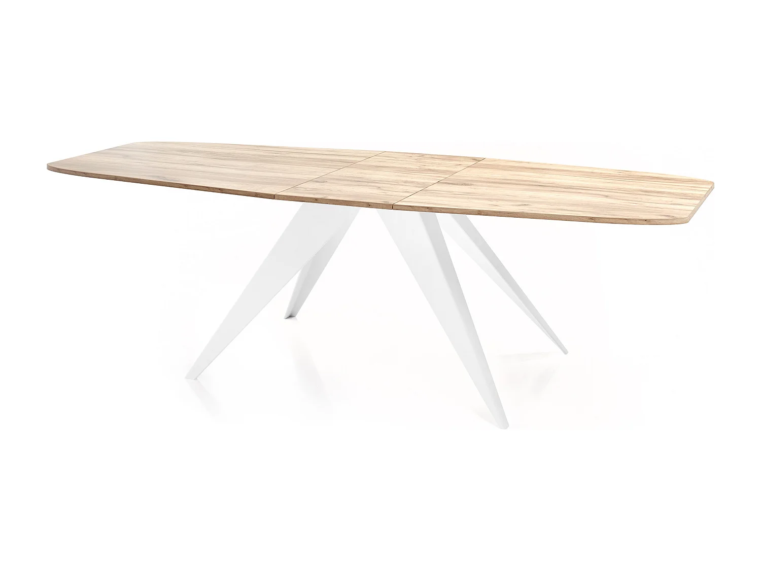 Ausziehbarer Esstisch im Loft-Stil - Industrieller Tisch mit Weißen Metallbeinen - Modernes Design für Wohnzimmer - 180 cm Ausziehbar auf 220 cm - Craft Eiche