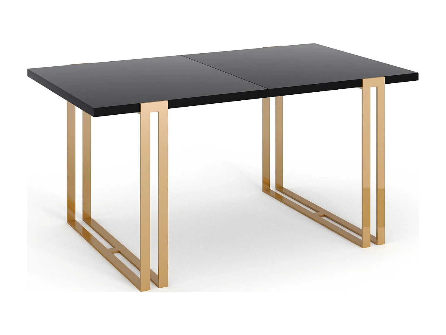 Table à Manger Extensible Rectangulaire Style Loft - Grande Table Industrielle Avec Pieds Métalliques Dorés, 120 à 220 cm - Table de Conférence - Noir