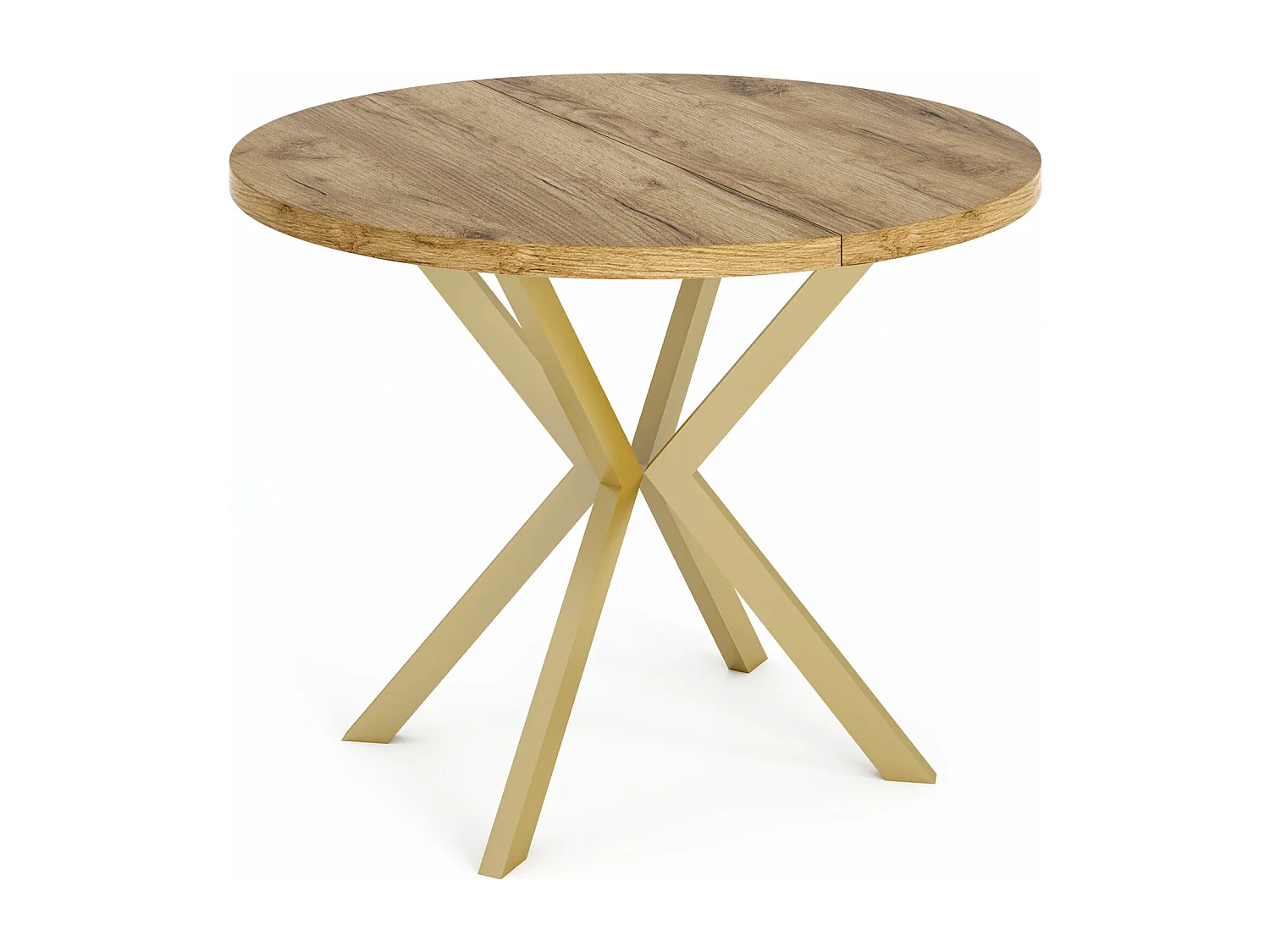 Runder Esstisch Ausziehbar ⌀ 120 cm - Goldene X-Beine - Braun - EU Herstellung