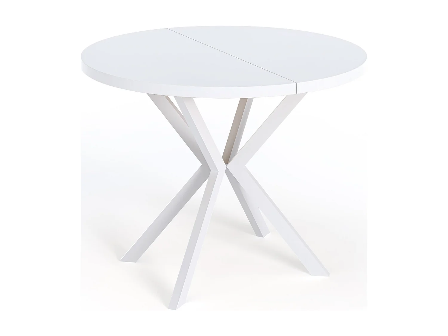 Runder Ausziehbarer Esstisch für 6-10 Personen - Loft Style Tisch mit Weißen Metallbeinen - 90 bis 120 cm - Industrieller Tisch für Wohnzimmer - Weiß - 100 cm