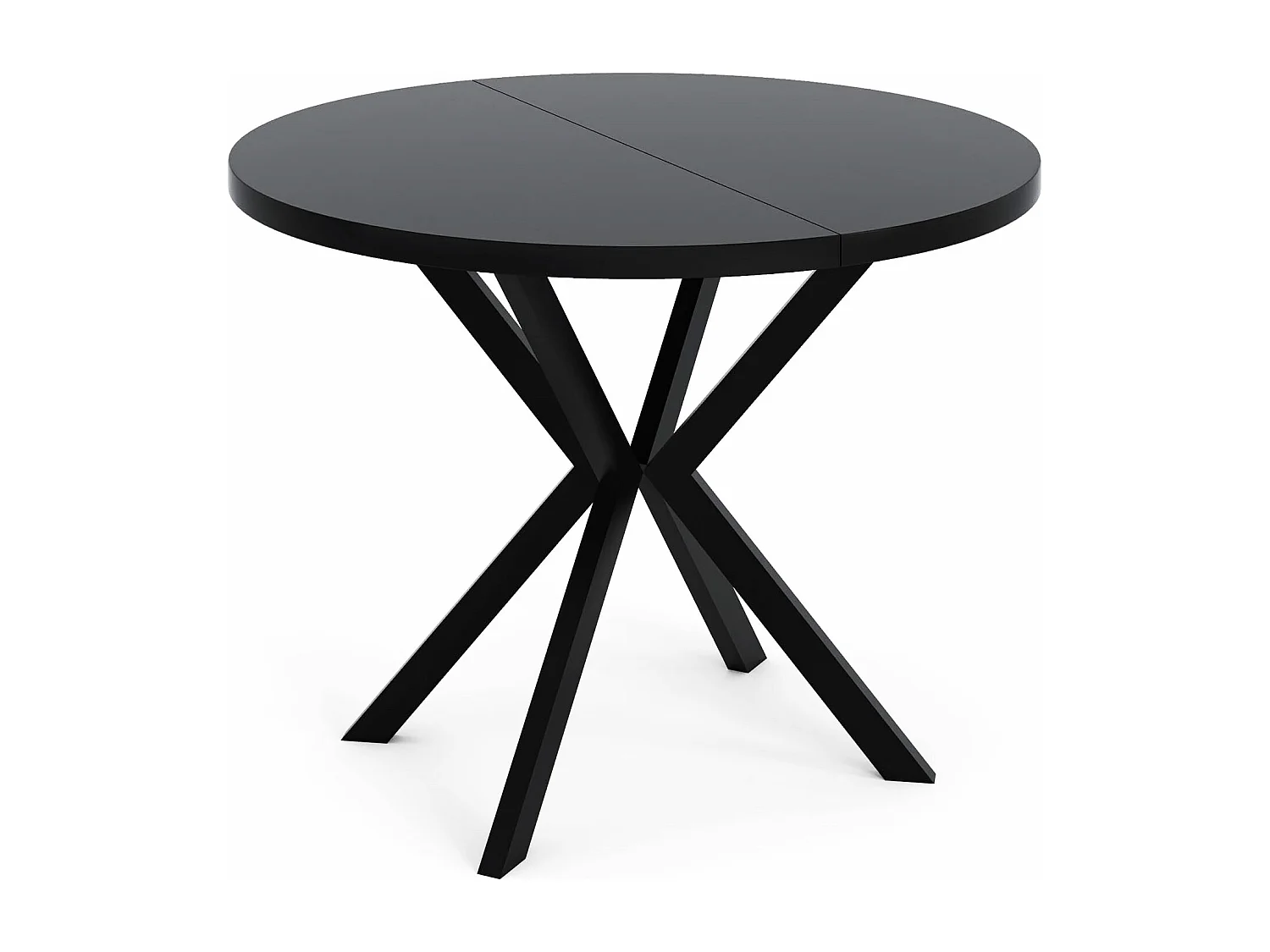 Runder Ausziehbarer Esstisch - Loft Style Tisch mit Metallbeinen - 120 bis 200 cm - Industrieller Tisch für Wohnzimmer - Spacesaver - Schwarz - 120 cm