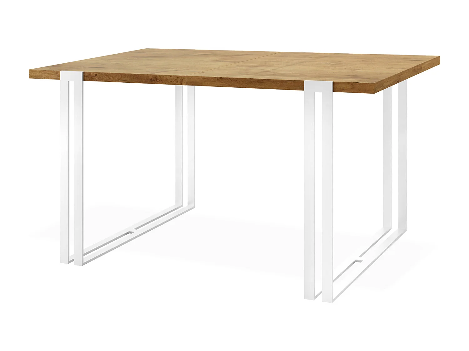 Ausziehbarer Esstisch - Großer Tisch im Loft-Stil mit Weiße Metallbeinen 140 bis 240 cm - Industrietisch für das Wohnzimmer - Lancelot Eiche - 140 x 80 cm