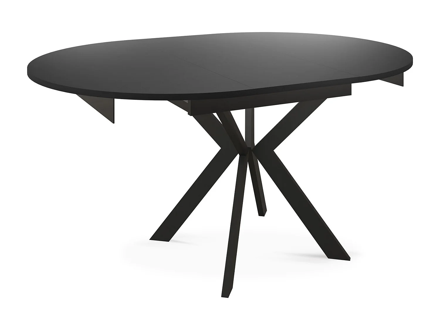 Runder Ausziehbarer Esstisch mit Schwarzen Metallbeinen - Aufbewahrung der Erweiterungsplatte im Inneren - Industrieller Tisch für Wohnzimmer - 100 cm - Schwarz