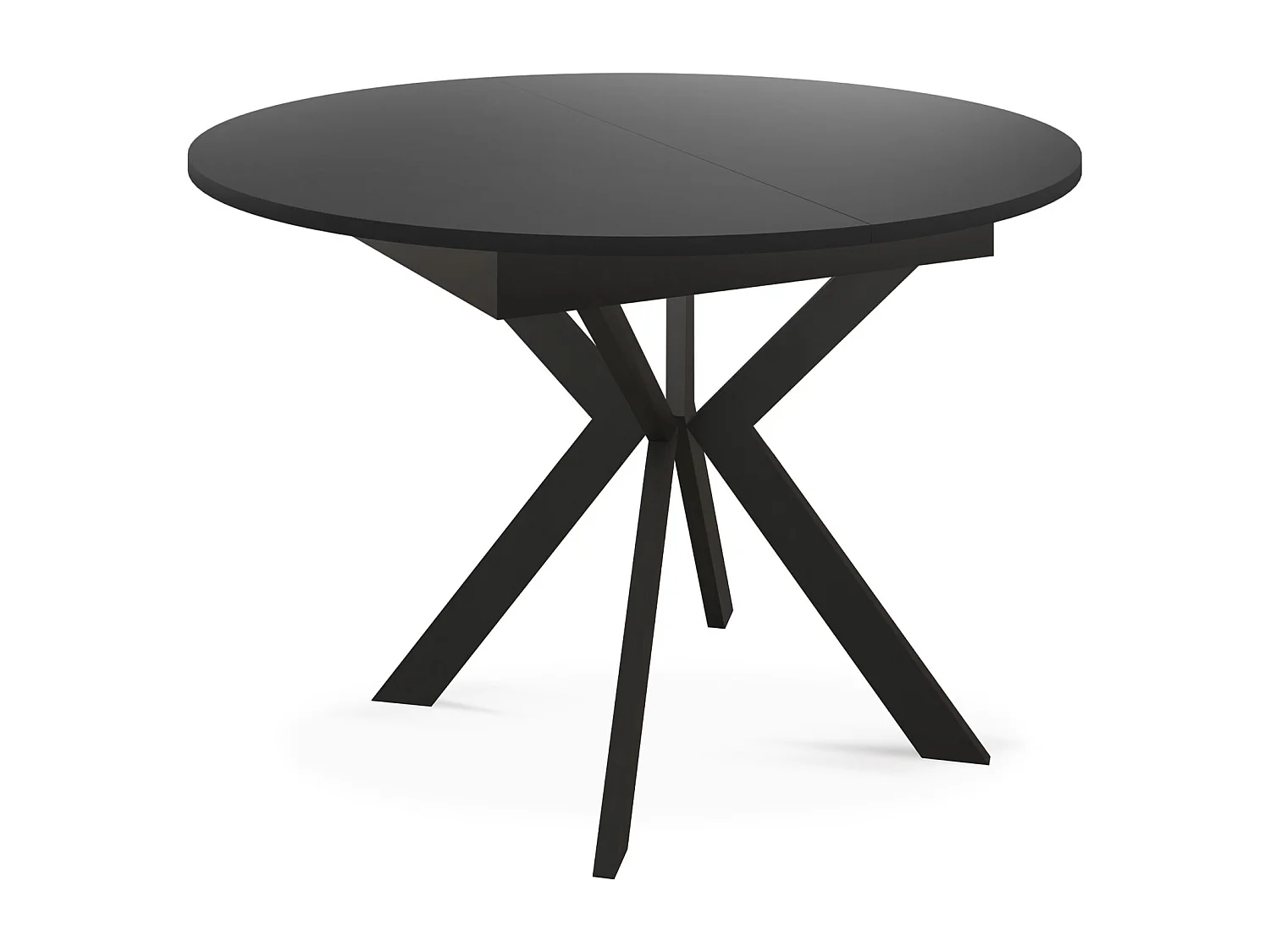 Runder Ausziehbarer Esstisch mit Schwarzen Metallbeinen - Aufbewahrung der Erweiterungsplatte im Inneren - Industrieller Tisch für Wohnzimmer - 100 cm - Schwarz