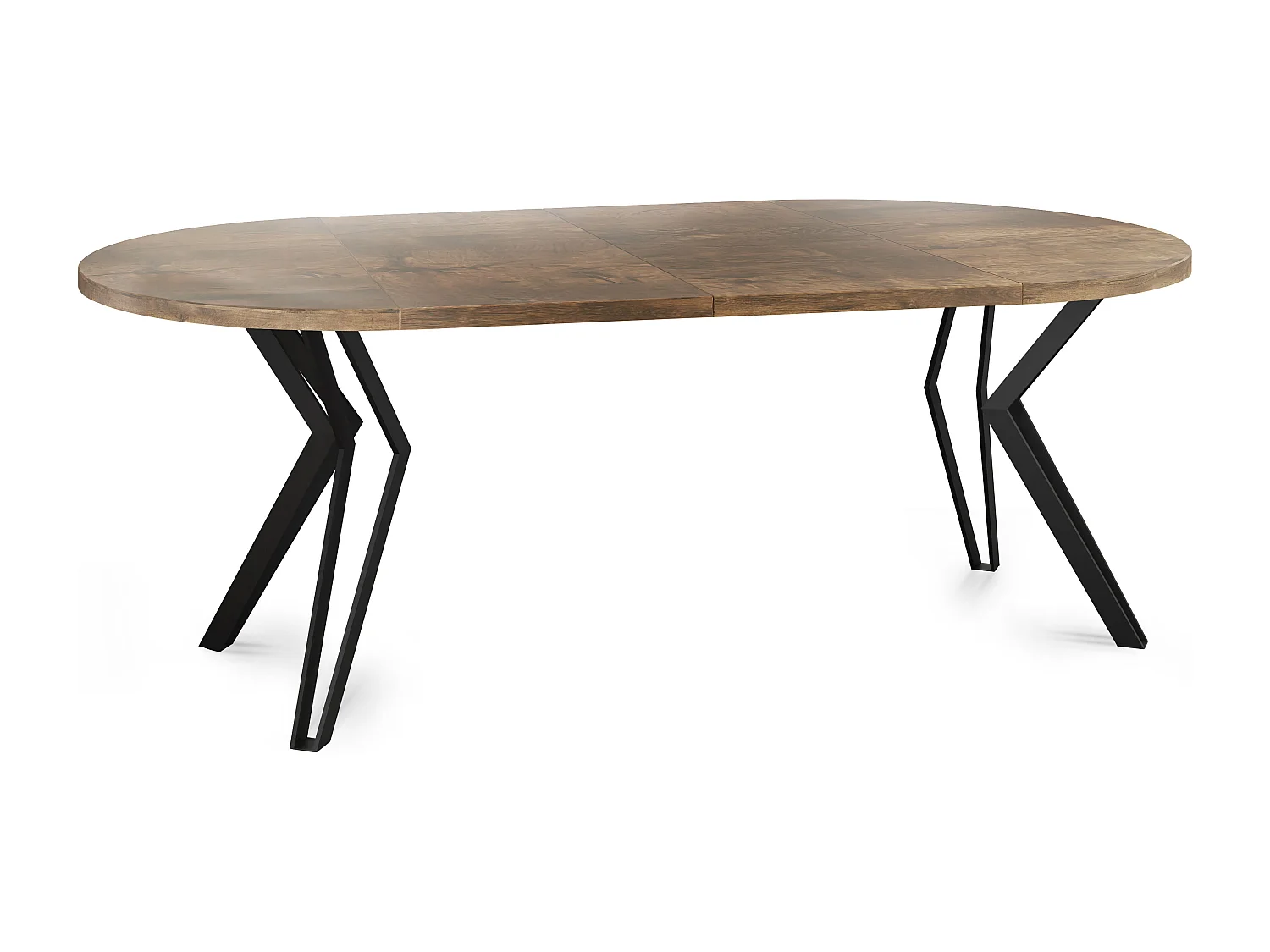 Table Ronde Salle à Manger - 100/176 cm de Diamètre - Table à Rallonges Avec Pieds en Métal Noir - Style Industriel - Compacte - Chêne Lefkas