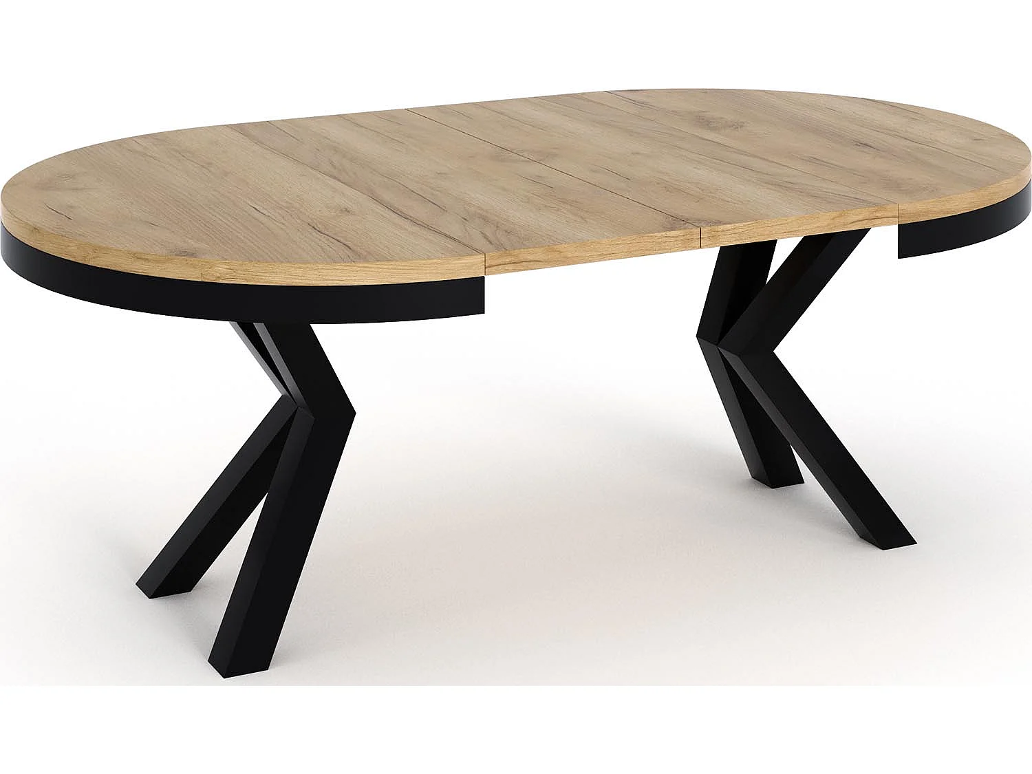Table à Manger Ronde Extensible Style Loft – Table Industrielle avec Pieds en Métal Noir – Gain de Place pour Salon et Séjour – Chêne Craft – 100 cm