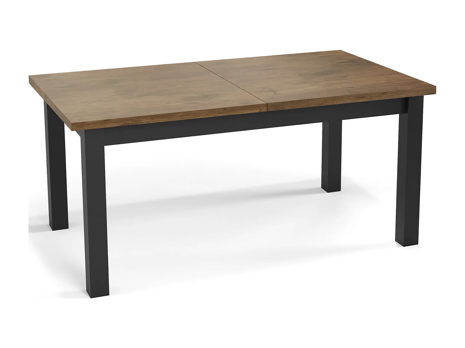 Moderner Rechteckiger Ausziehbarer Esstisch - Platzsparend - Schwarze Holzbeine - 120 bis 160 cm - Hergestellt in EU - 120 x 67 cm - Lefkas Eiche