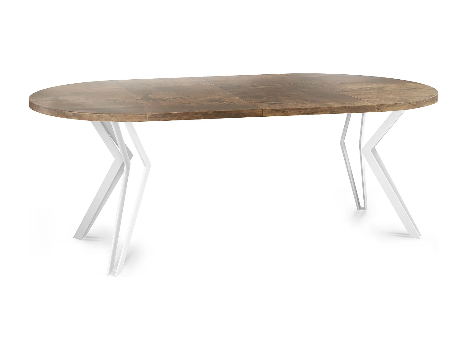 Runder Tisch für das Esszimmer - 100 oder 120 cm Durchmesser - Ausziehbarer Tisch mit Pulverbeschichteten Weißen Metallbeinen - 120 cm - Lefkas Eiche