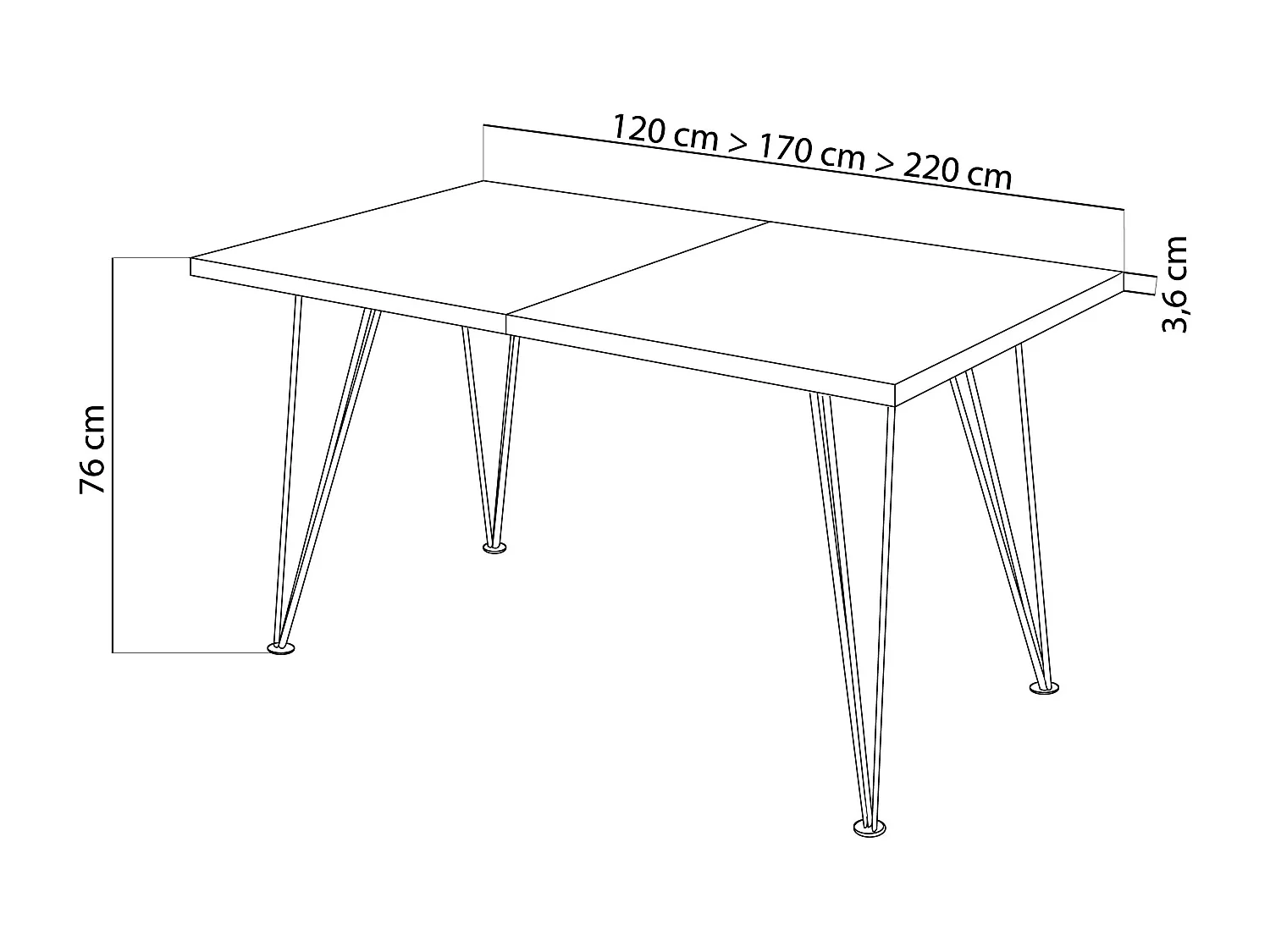 Rectangulaire Table à Manger Extensible - Table Large Style Loft Avec Pieds En Doré Métal - 120 à 220 Cm Table Style Industriel Pour Le Salon - Gain De Place - Blan