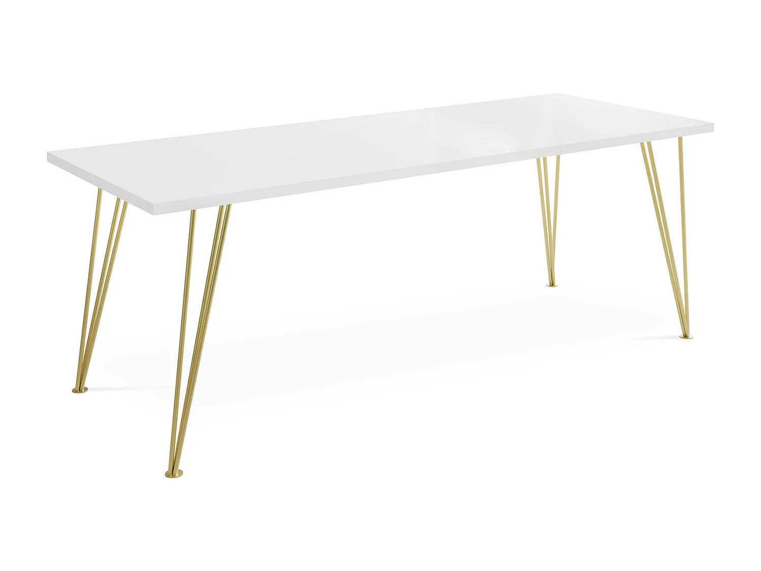 Rectangulaire Table à Manger Extensible - Table Large Style Loft Avec Pieds En Doré Métal - 120 à 220 Cm Table Style Industriel Pour Le Salon - Gain De Place - Blan