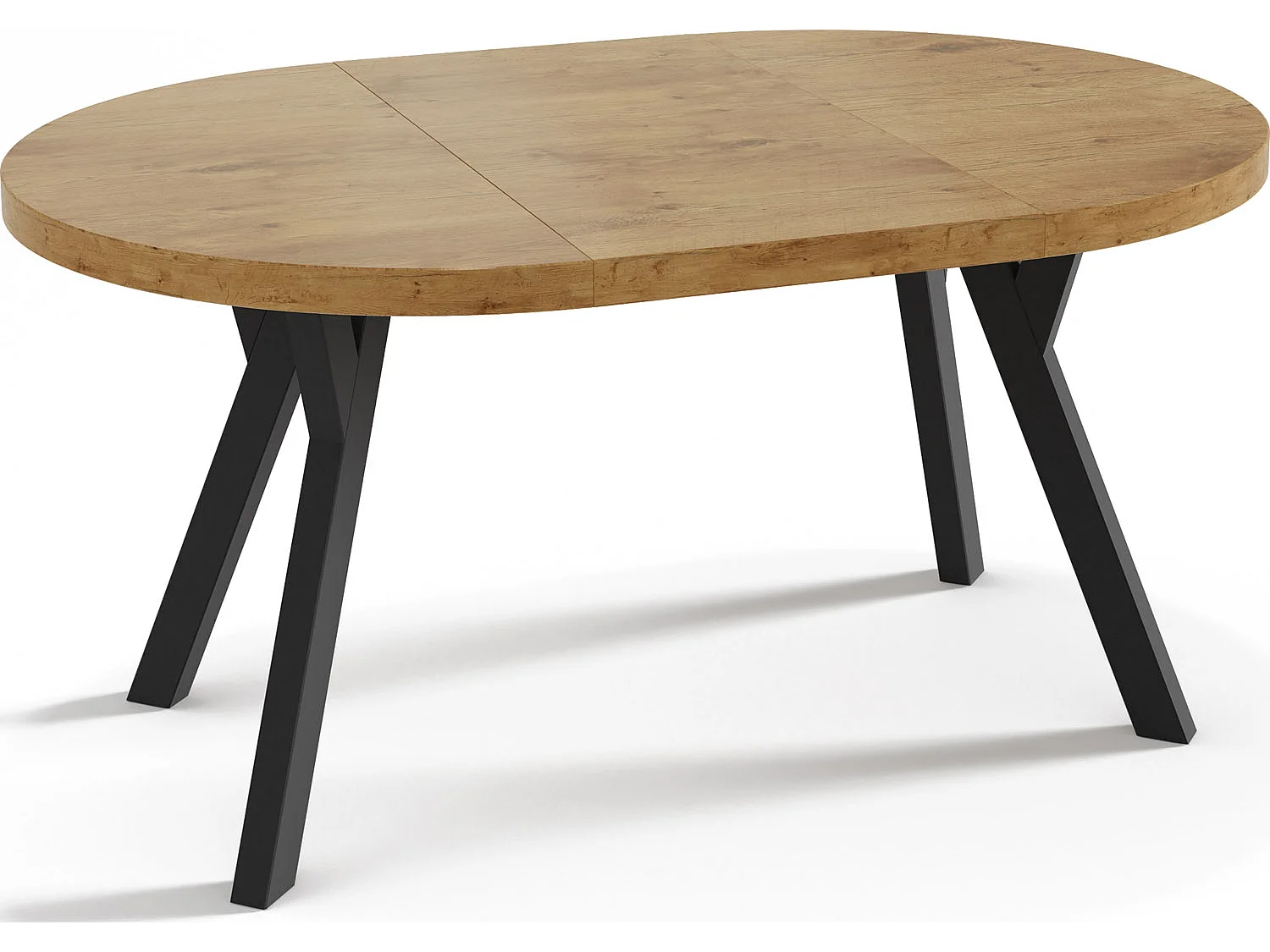 Designer Runder Ausziehbarer Esstisch - Loft-Stil, Platzsparend - Schwarze Beine - 100 bis 200 cm - für 5-10 Personen - Hergestellt in EU - Lancelot Eiche - 200 cm