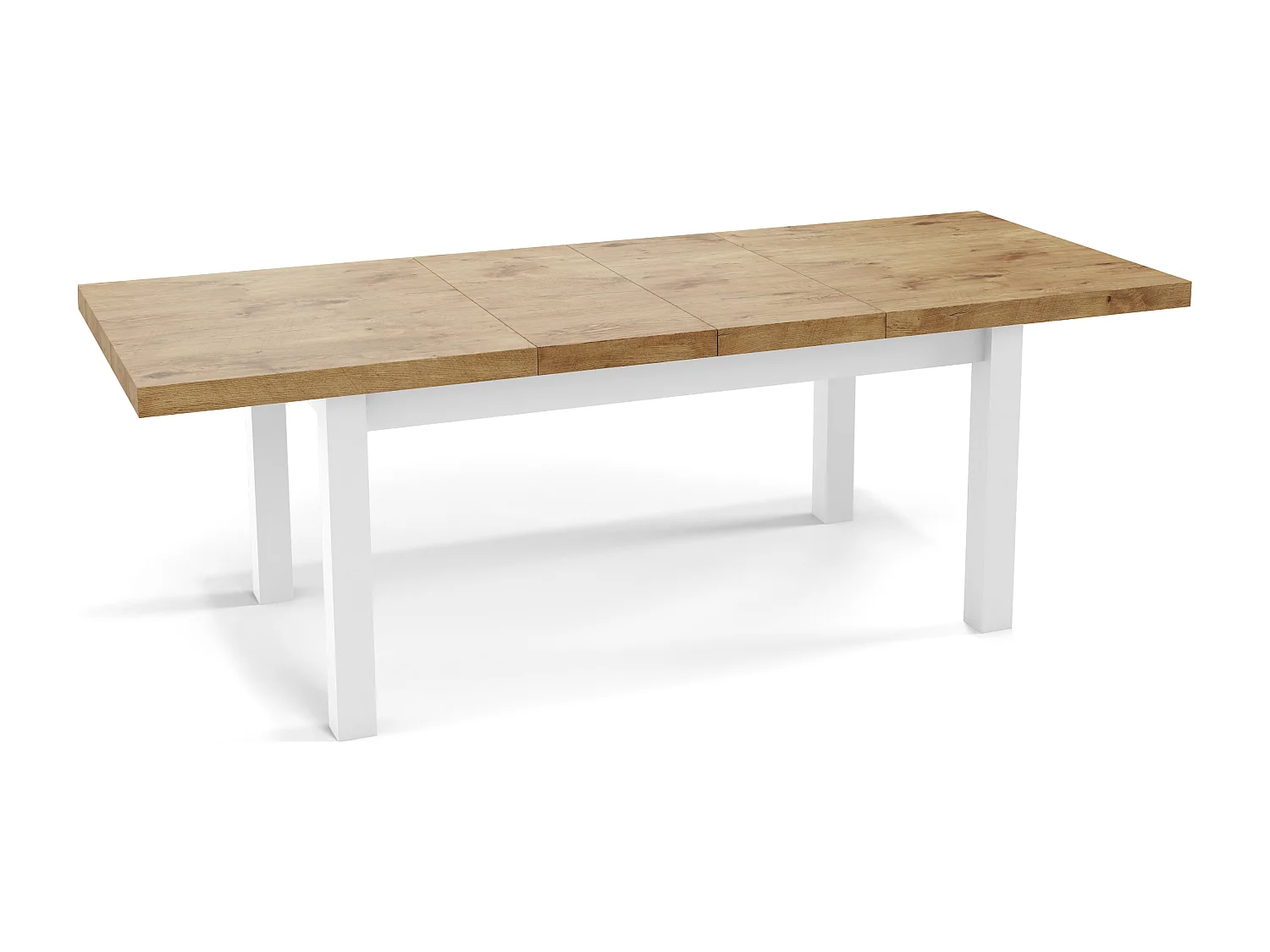 Moderner Rechteckiger Ausziehbarer Esstisch - Platzsparend - Weißen Holzbeine - 200 bis 300 cm - Hergestellt in EU - 200 x 100 cm - Lancelot Eiche