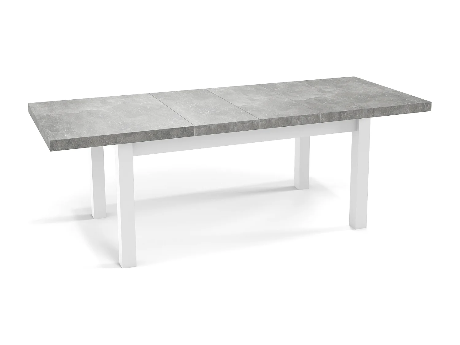 Table à Manger Extensible Rectangulaire Moderne - Gain de Place - Pieds en Bois Blanc - Fabriqué en UE - 170 x 90 cm - Béton Gris