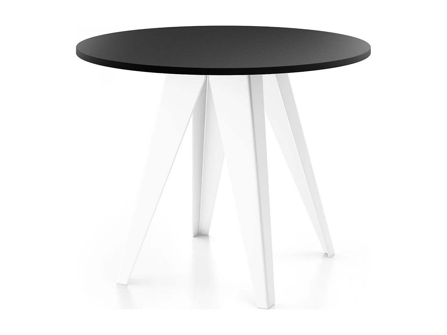 Esstisch Glory Weiß im Industriestil - Modern, Rund - Ausziehbar von 100 cm bis 140 cm, Pulverbeschichtete Metallbeine - Schwarz