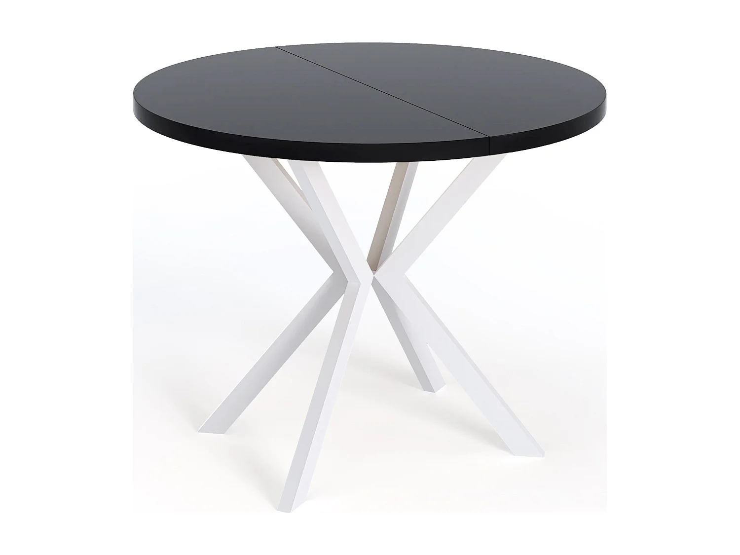 Runder Ausziehbarer Esstisch für 6-8 Personen - Loft Style Tisch mit Weißen Metallbeinen - 120 bis 200 cm - Industrieller Tisch für Wohnzimmer - Schwarz - 120 cm