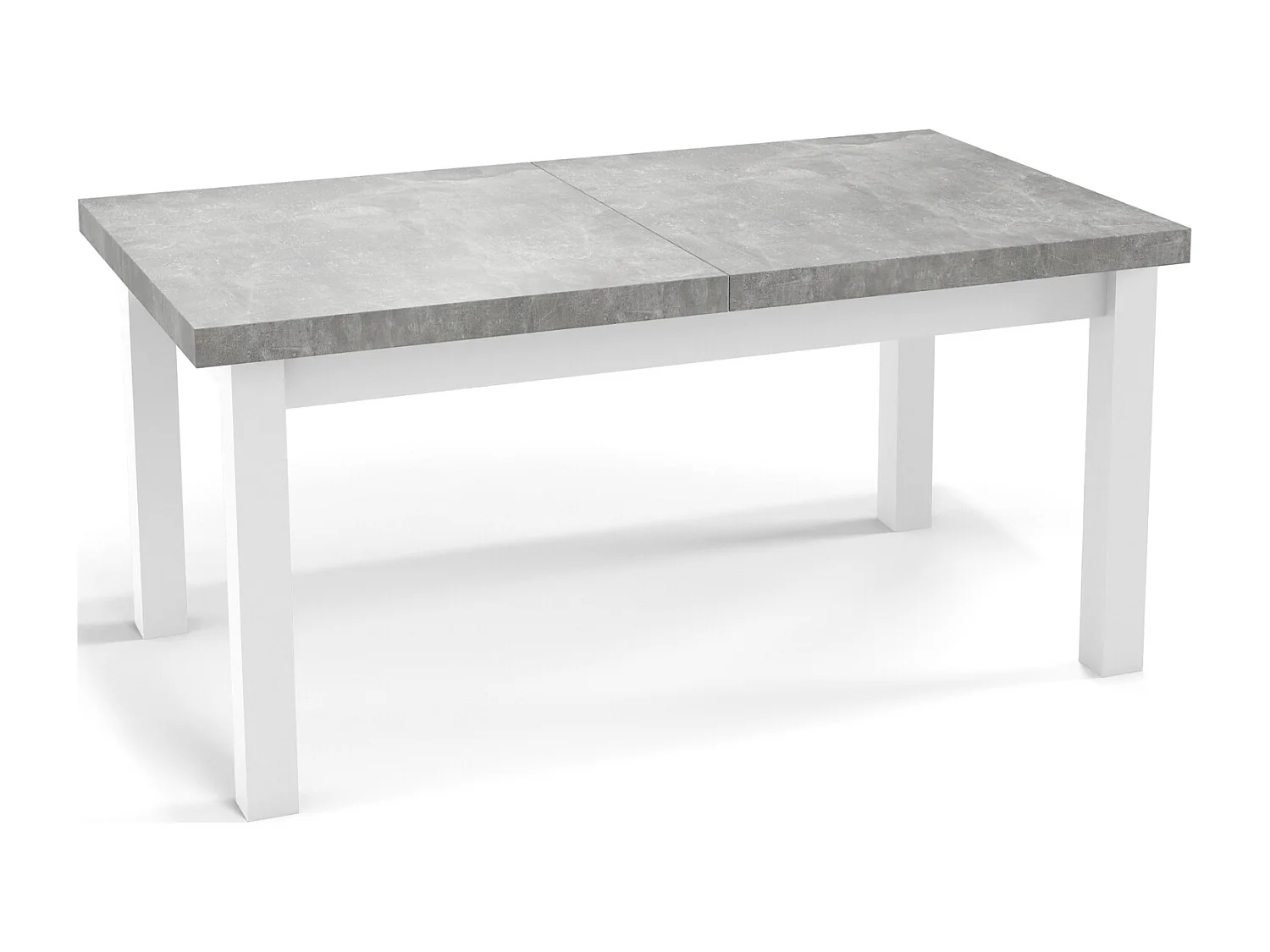 Table à Manger Extensible Rectangulaire Moderne - Gain de Place - Pieds en Bois Blanc - Fabriqué en UE - 160 x 90 cm - Béton Gris
