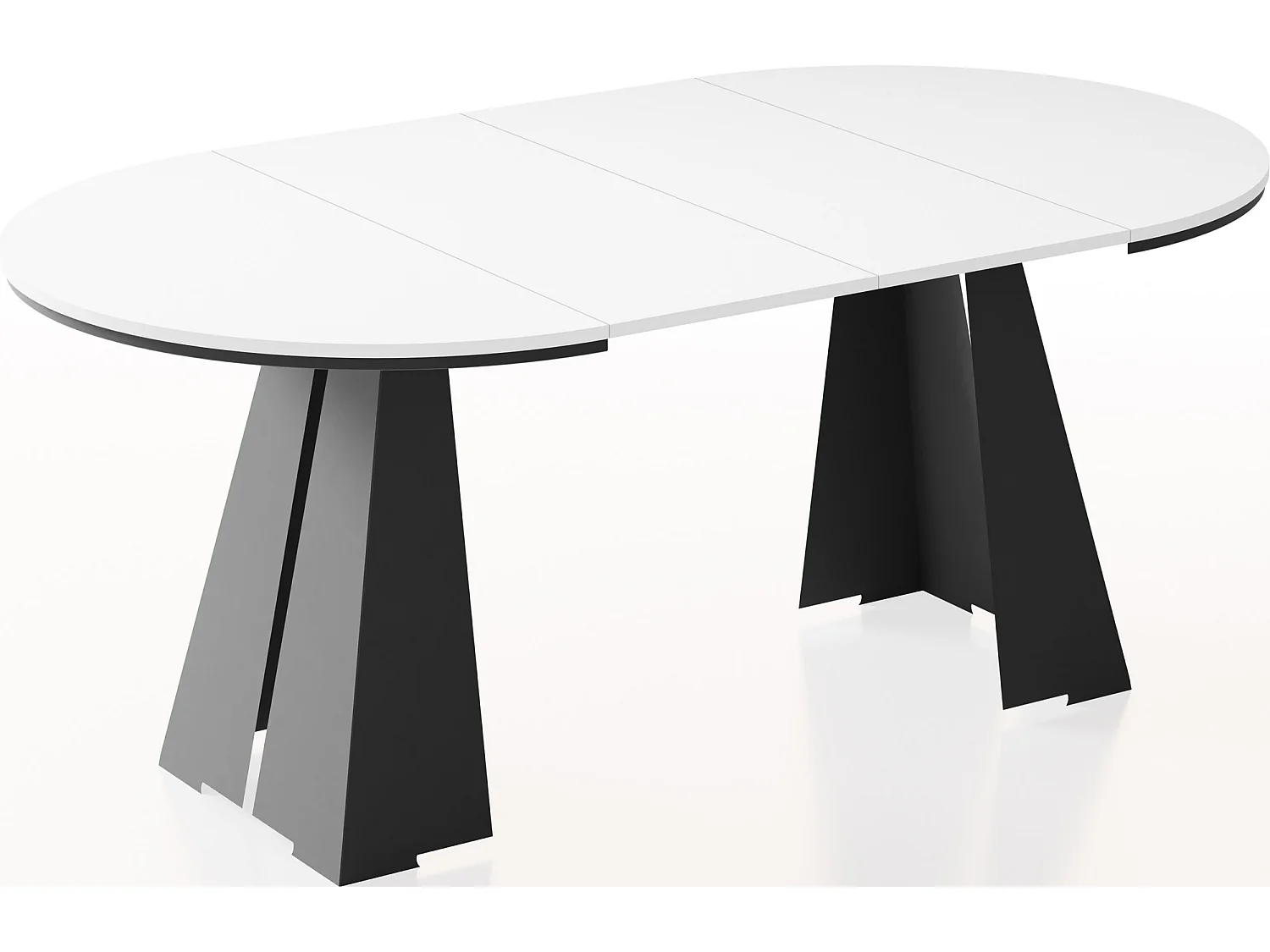 Runder Ausziehbarer Esstisch mit Schwarzem Metallgestell - Moderner Industrieller Tisch für Esszimmer oder Küche - 120 cm bis 200 cm - Made in EU - Weiß