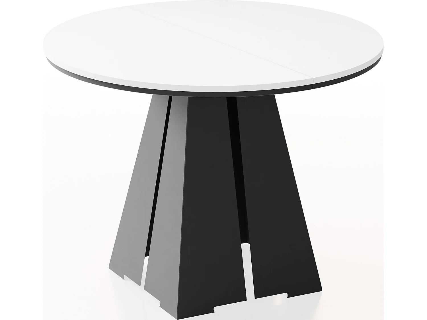 Runder Ausziehbarer Esstisch mit Schwarzem Metallgestell - Moderner Industrieller Tisch für Esszimmer oder Küche - 120 cm bis 200 cm - Made in EU - Weiß