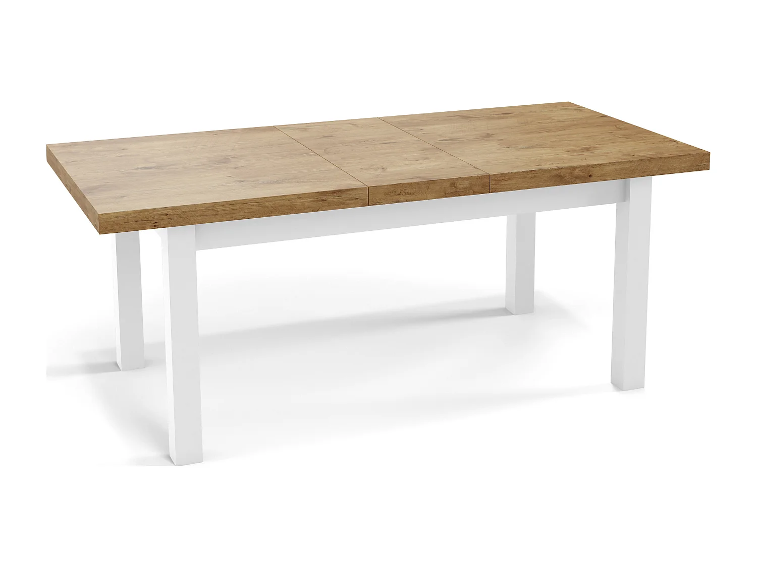 Moderner Rechteckiger Ausziehbarer Esstisch - Platzsparend - Weißen Holzbeine - 120 bis 160 cm - Hergestellt in EU - 120 x 80 cm - Lancelot Eiche