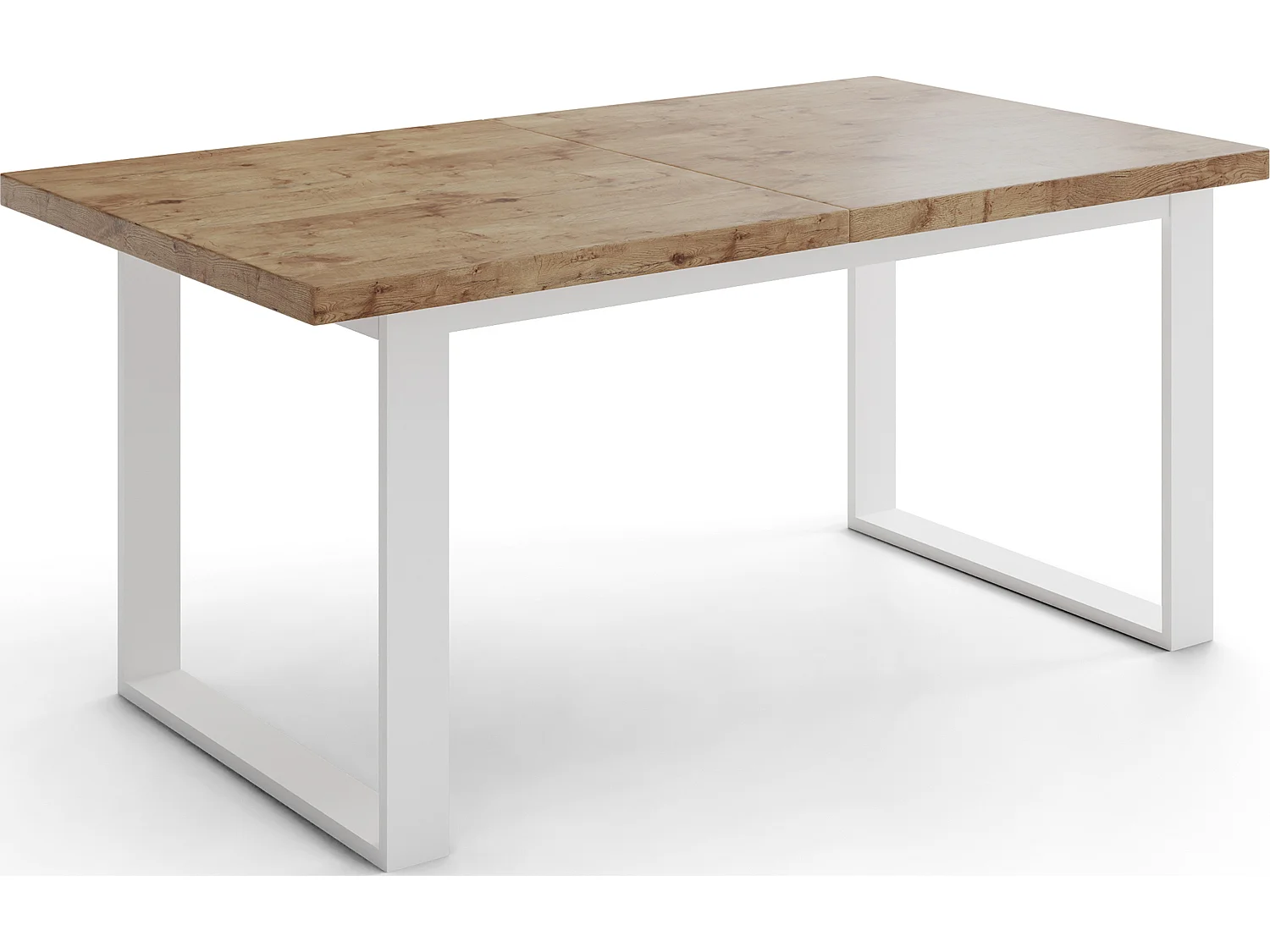 Table à Manger Rectangulaire Pour Salon - Table à Manger Style Loft Industriel Avec Pieds En Métal Blanc - Fabriqué en UE - 160 x 90 cm - Chêne Lancelot