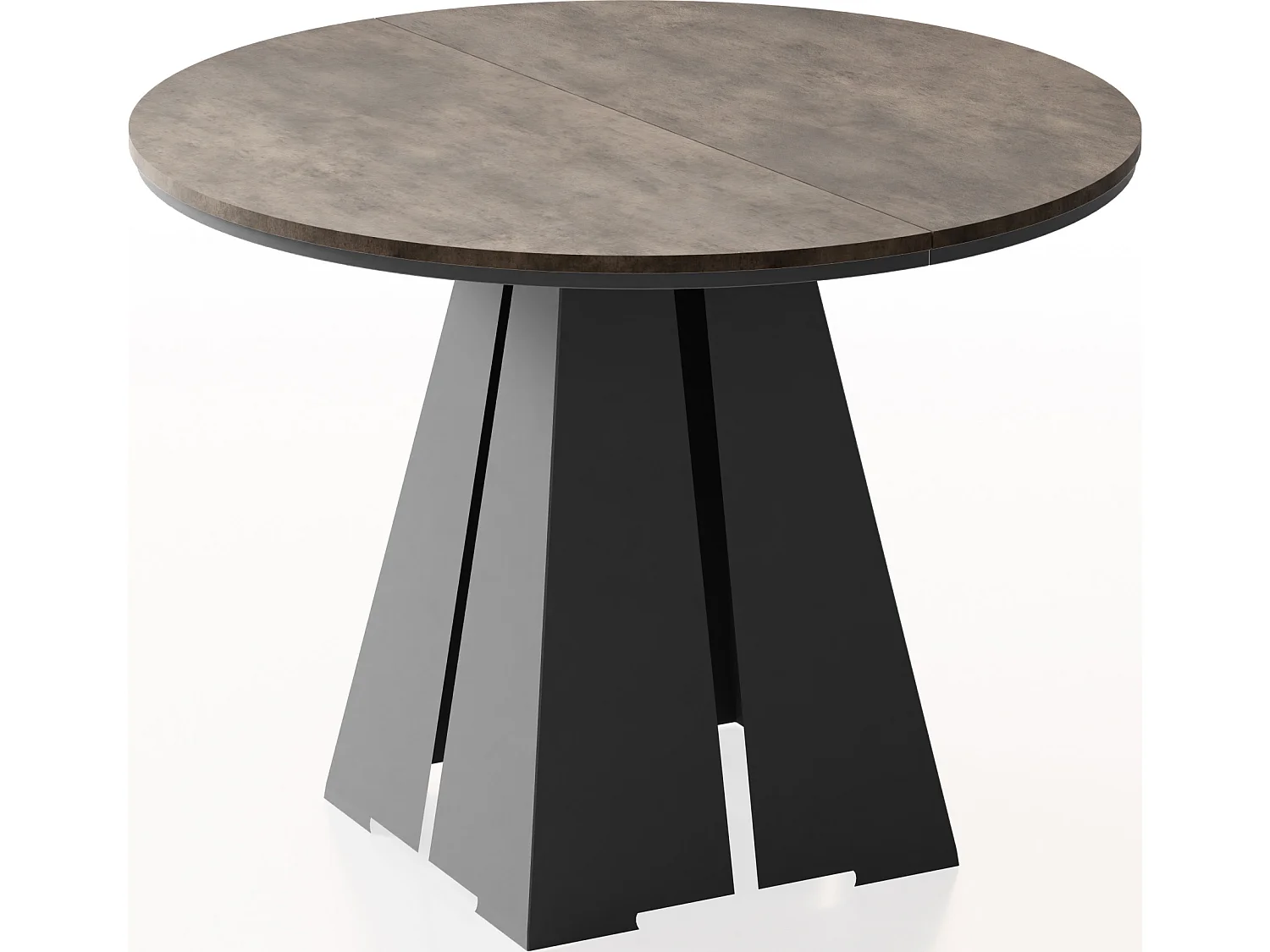 Runder Ausziehbarer Esstisch mit Schwarzem Metallgestell - Moderner Industrieller Tisch für Esszimmer oder Küche - 120 cm bis 200 cm - Made in EU - Chicago Beton