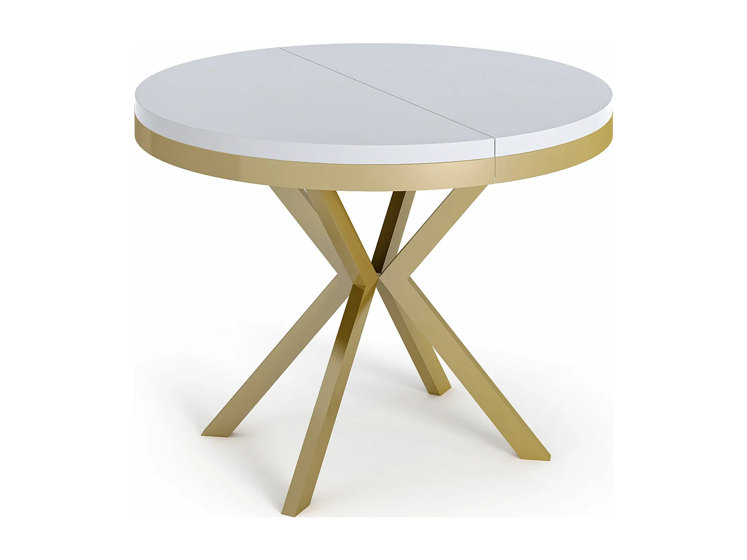 Table à Manger Extensible Ronde - Table Style Loft avec Doré Pieds en Métal - 90 à 170 cm - Table Ronde Style Industriel Pour le Salon - 90 cm - Blanc