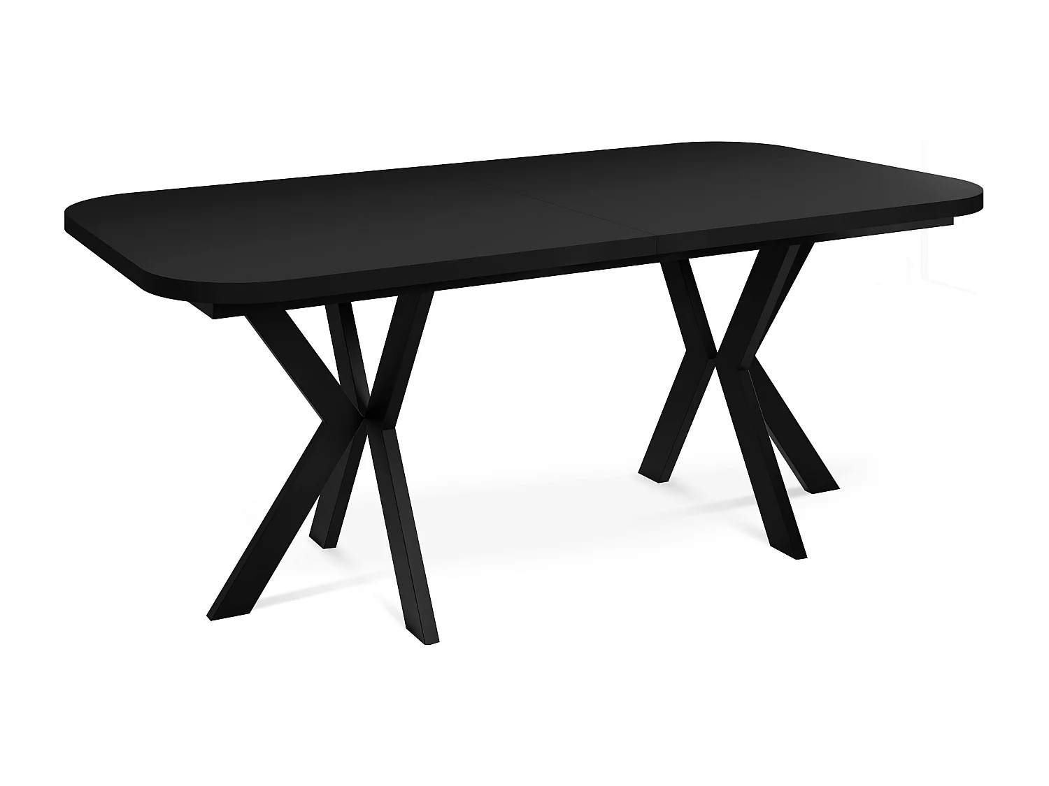 Ausziehbarer Esstisch im Modern-Stil - Rechteckiger Tisch mit Schwarzen Metallbeinen - Industrietisch mit Abgerundeten Ecken - 200 x 100 cm - Schwarz