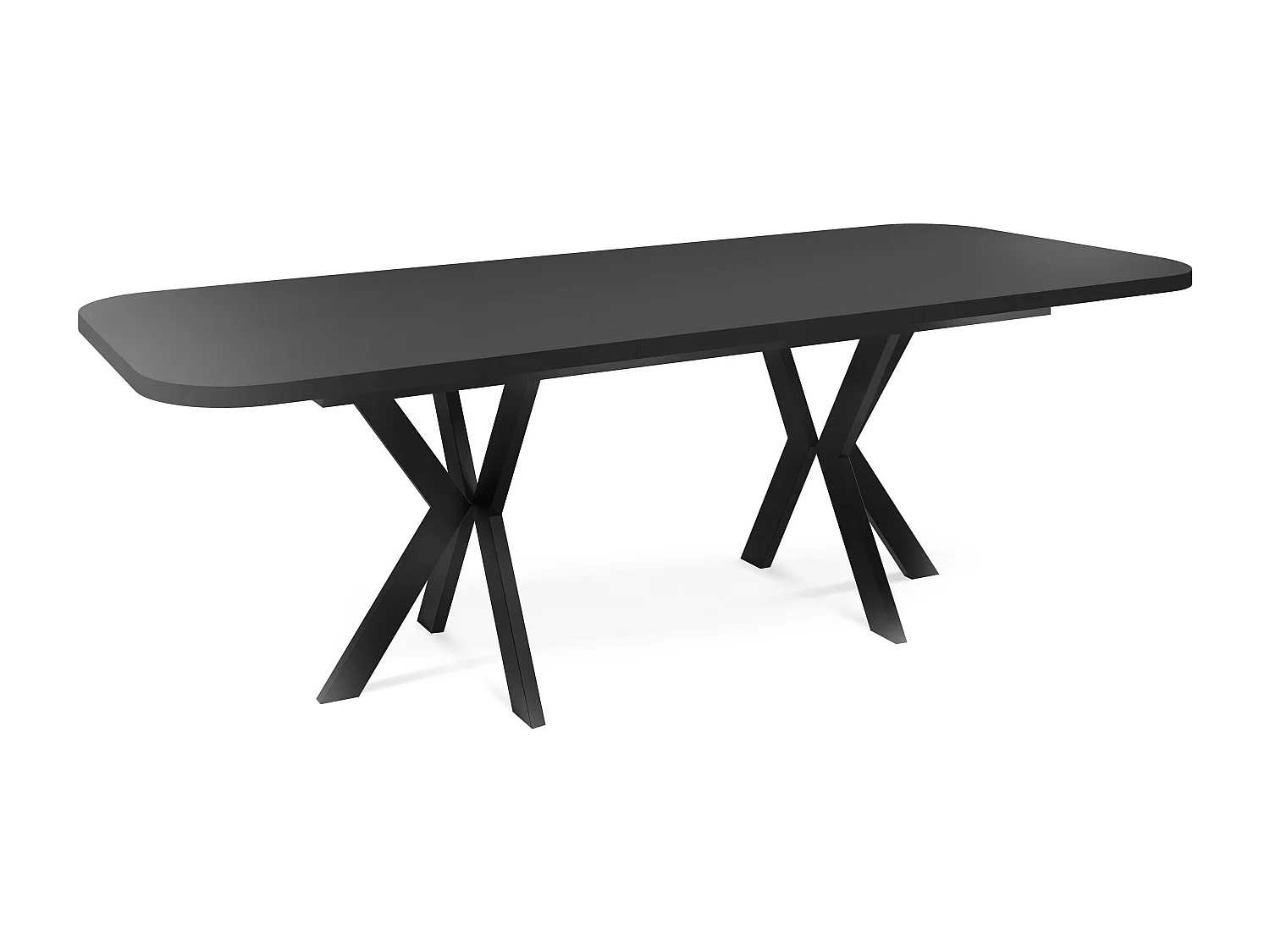 Ausziehbarer Esstisch im Modern-Stil - Rechteckiger Tisch mit Schwarzen Metallbeinen - Industrietisch mit Abgerundeten Ecken - 200 x 100 cm - Schwarz