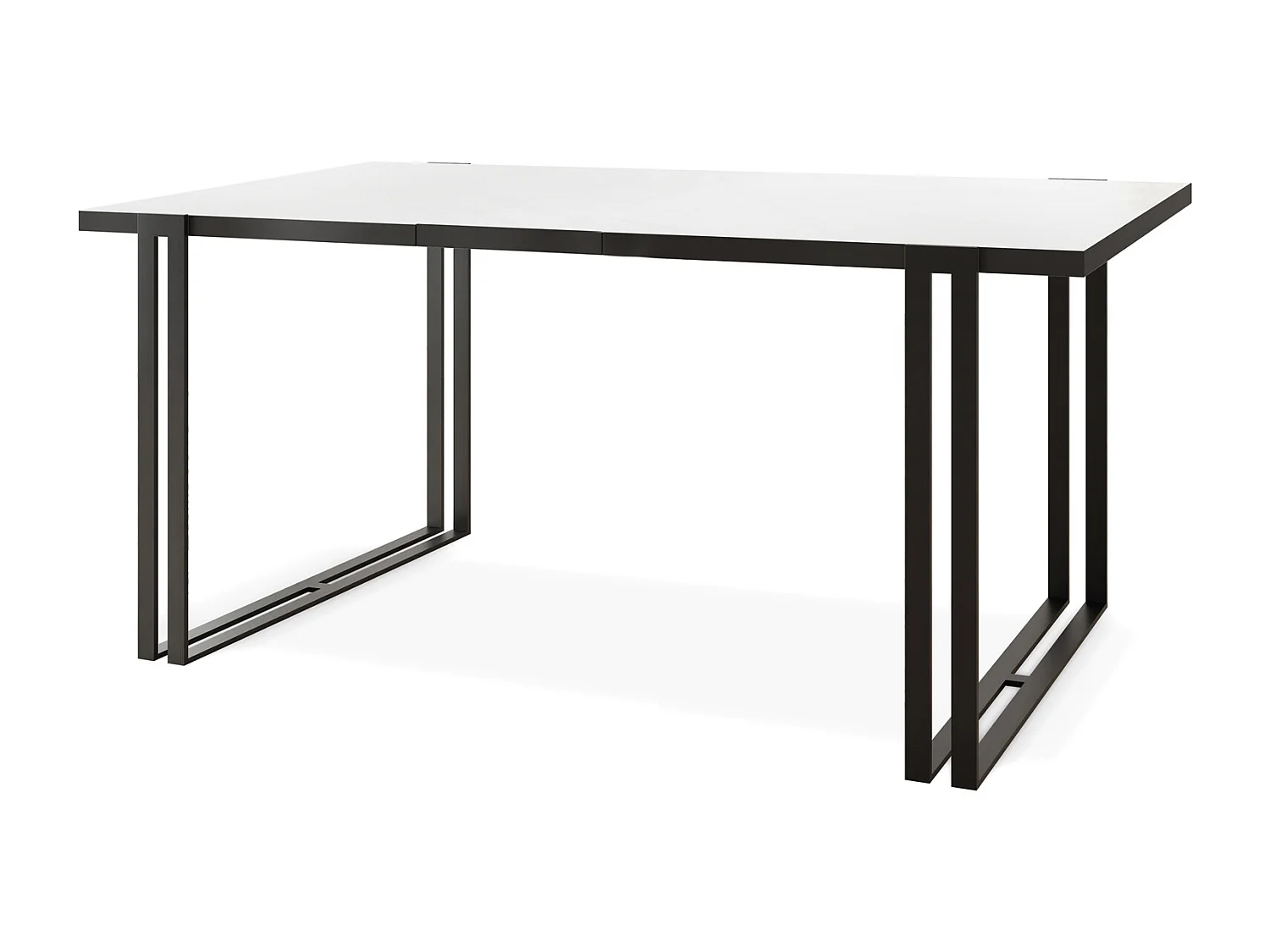 Table à Manger Extensible - Table Style Loft en Métal - Table Style Industriel Pour le Salon - Gain de Place - 120 / 220 cm - Blanc/Noir - 120 x 80 cm