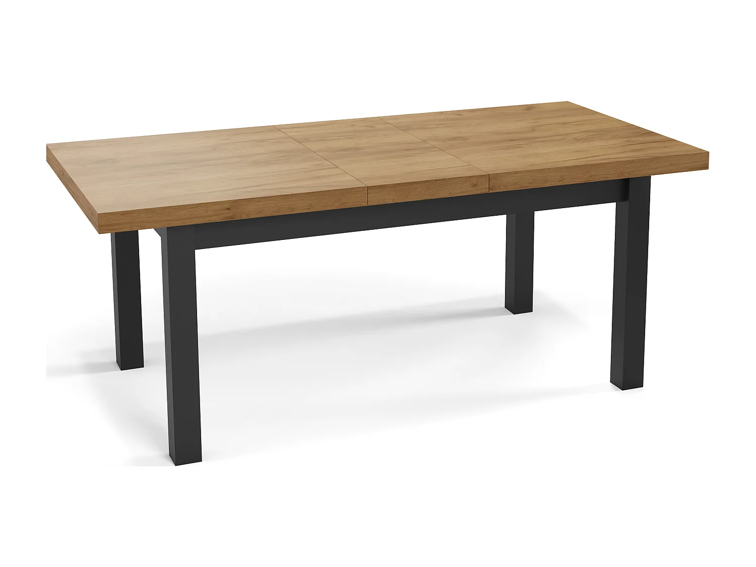 Moderner Rechteckiger Ausziehbarer Esstisch - Platzsparend - Schwarze Holzbeine - 170 bis 250 cm - Hergestellt in EU - 170 x 90 cm - Wotan Eiche