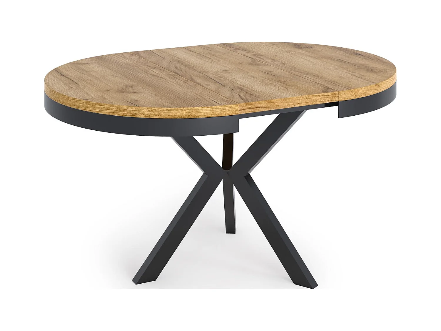 Table à manger ronde extensible style Loft - Grande table industrielle avec pieds en métal - Gain de place pour salon et séjour - Béton Gris - 100 à 140 cm