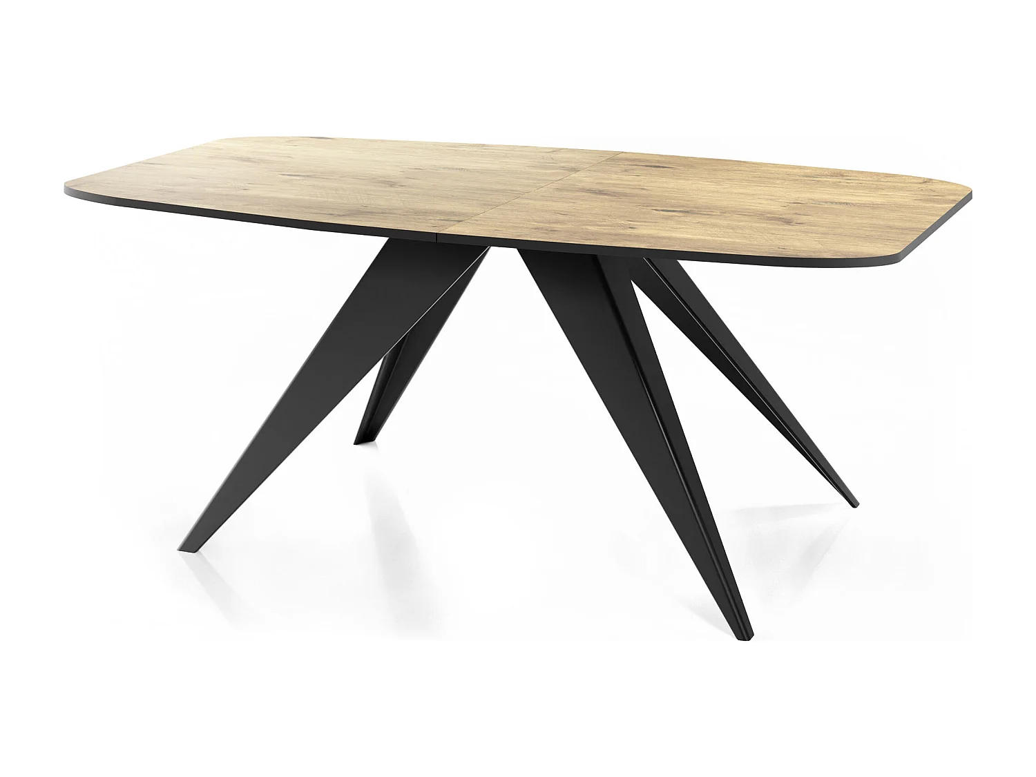 Table à Manger Extensible Style Loft - Table Industrielle avec Pieds Métalliques Noirs - Design Moderne pour Salon - 180 cm extensible à 220 cm - Chêne Lancelot
