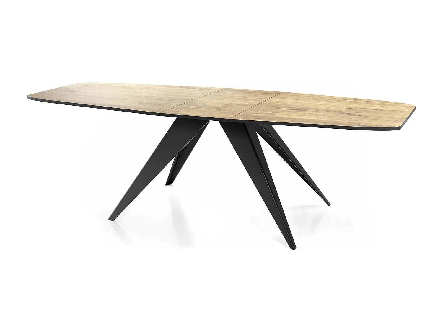 Table à Manger Extensible Style Loft - Table Industrielle avec Pieds Métalliques Noirs - Design Moderne pour Salon - 180 cm extensible à 220 cm - Chêne Lancelot
