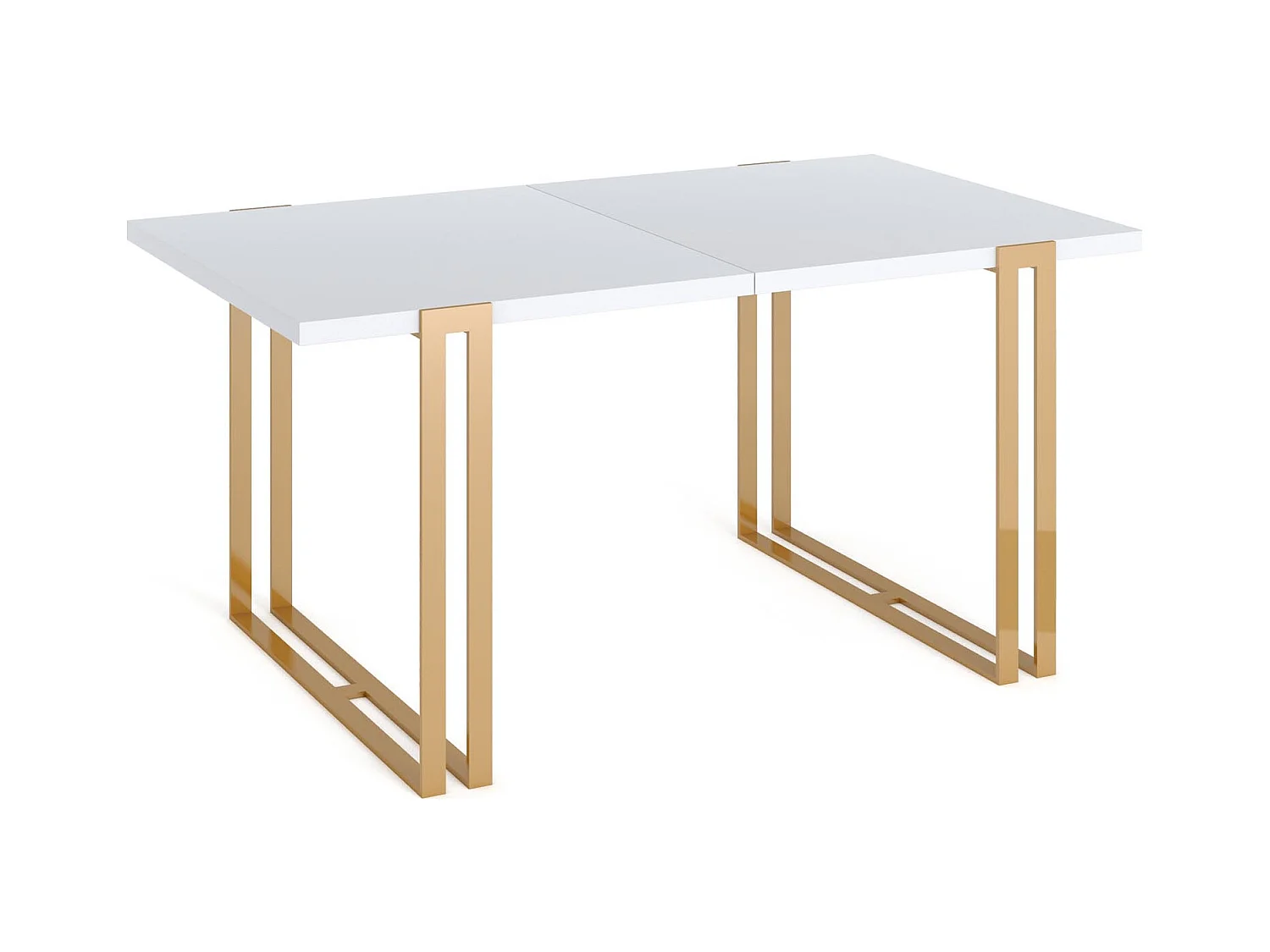 Ausziehbarer Rechteckiger Esstisch im Loft-Stil - Großer Industrietisch mit Goldenen Metallbeinen, 140 bis 240 cm - Platzsparender Konferenztisch - Weiß