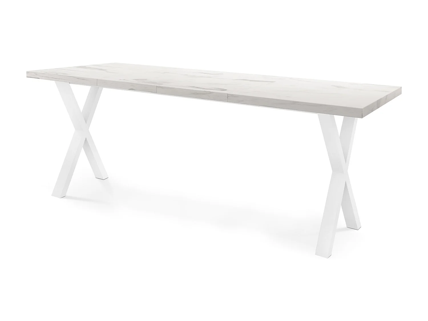 Rechteckiger Ausziehbarer Esstisch - Großer Modern-Stil Tisch mit Weißen Metallbeinen 120 140 160 cm bis 220 240 260 cm - Spacesaver - 140 x 80 cm - Marmor Weiß