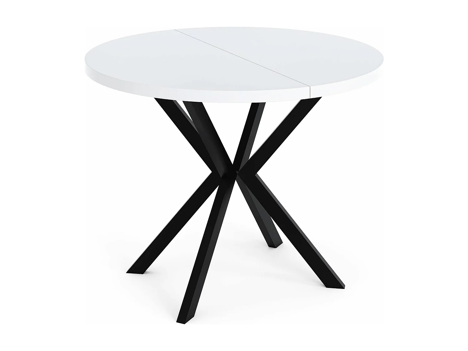 Runder Ausziehbarer Esstisch - Loft Style Tisch mit Metallbeinen - 120 bis 200 cm - Industrieller Tisch für Wohnzimmer - Spacesaver - Weiß - 120 cm