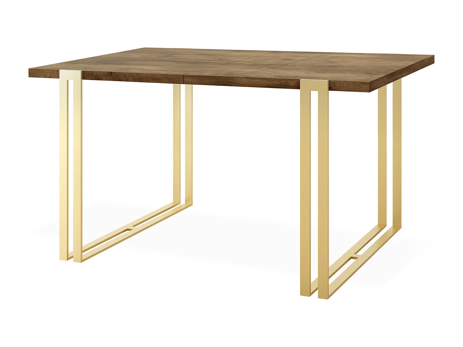 Ausziehbarer Esstisch - Großer Tisch im Loft-Stil mit Golden Metallbeinen 160 bis 260 cm - Industrietisch für das Wohnzimmer - Lefkas Eiche - 160 x 90 cm