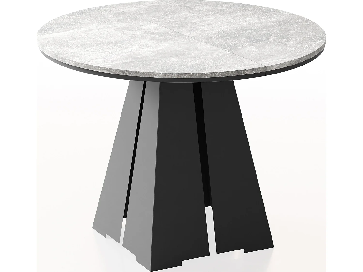Table à Manger Ronde Extensible avec Piètement Métallique Noir - Table Industrielle Moderne pour Salle à Manger - 100 cm à 180 cm - Fabriqué en UE - Béton Gris