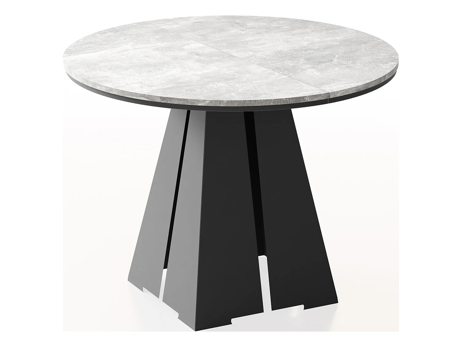 Runder Ausziehbarer Esstisch mit Schwarzem Metallgestell - Moderner Industrieller Tisch für Esszimmer oder Küche - 100 cm bis 180 cm - Made in EU - Grauer Beton