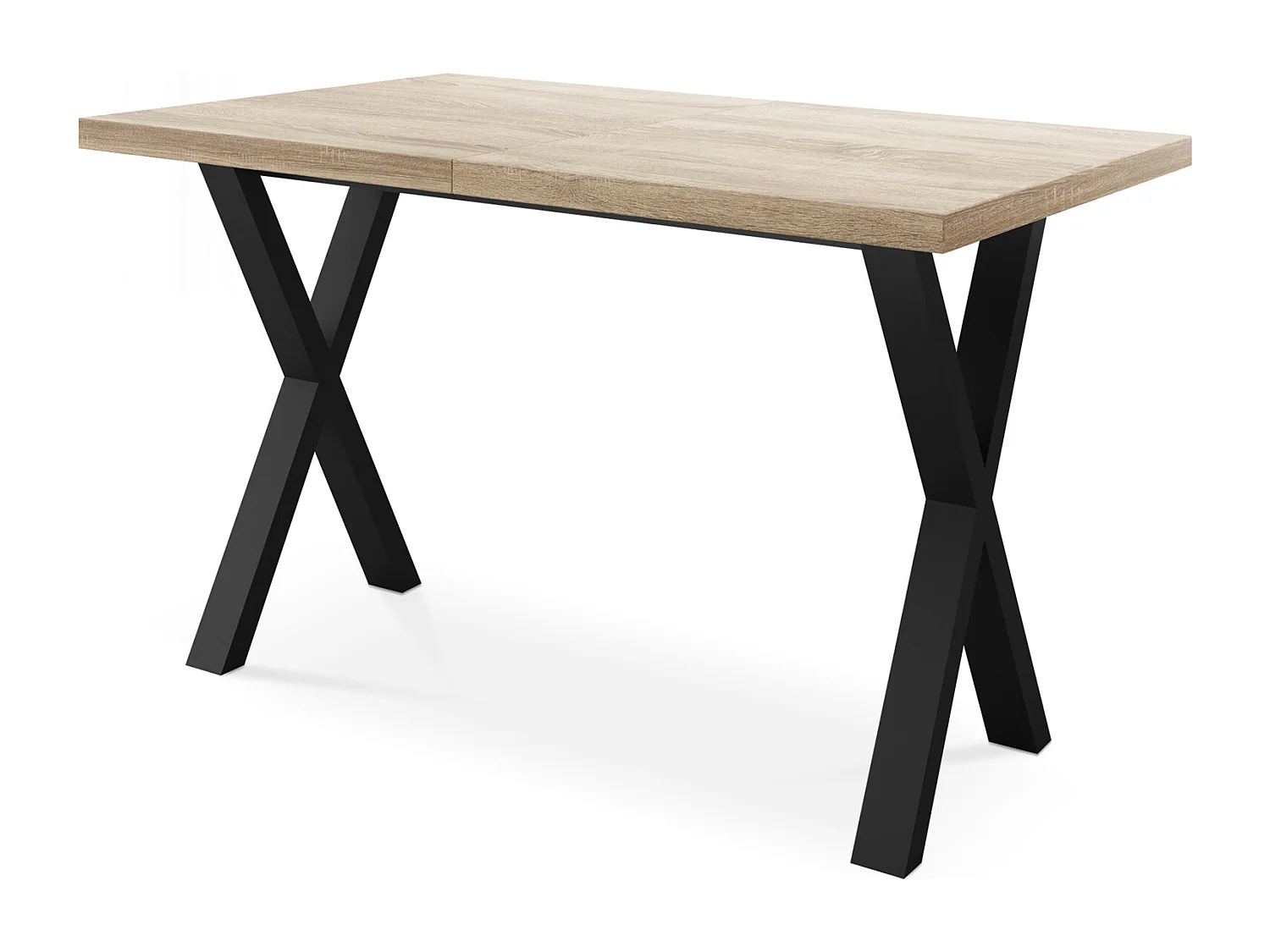 Rechteckiger Ausziehbarer Esstisch - Großer Modern-Stil Tisch mit schwarzen Metallbeinen 120 140 160 cm bis 220 240 260 cm - 140 x 80 cm - Sonoma Eiche