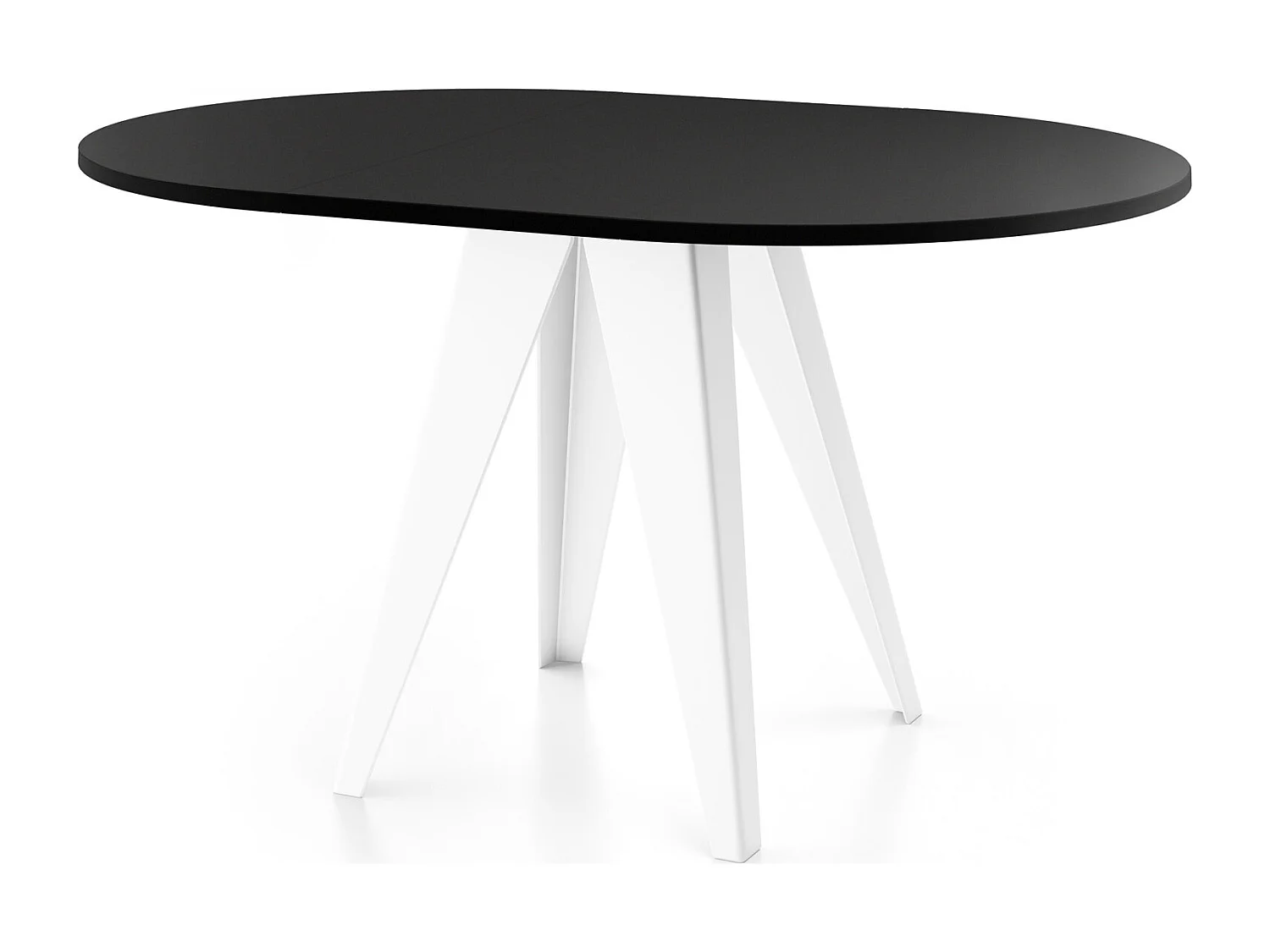 Table de salle à manger Ronde de style industriel - Moderne - Extensible de 90 cm à 130 cm - Pieds métalliques blancs - Compacte - Noir