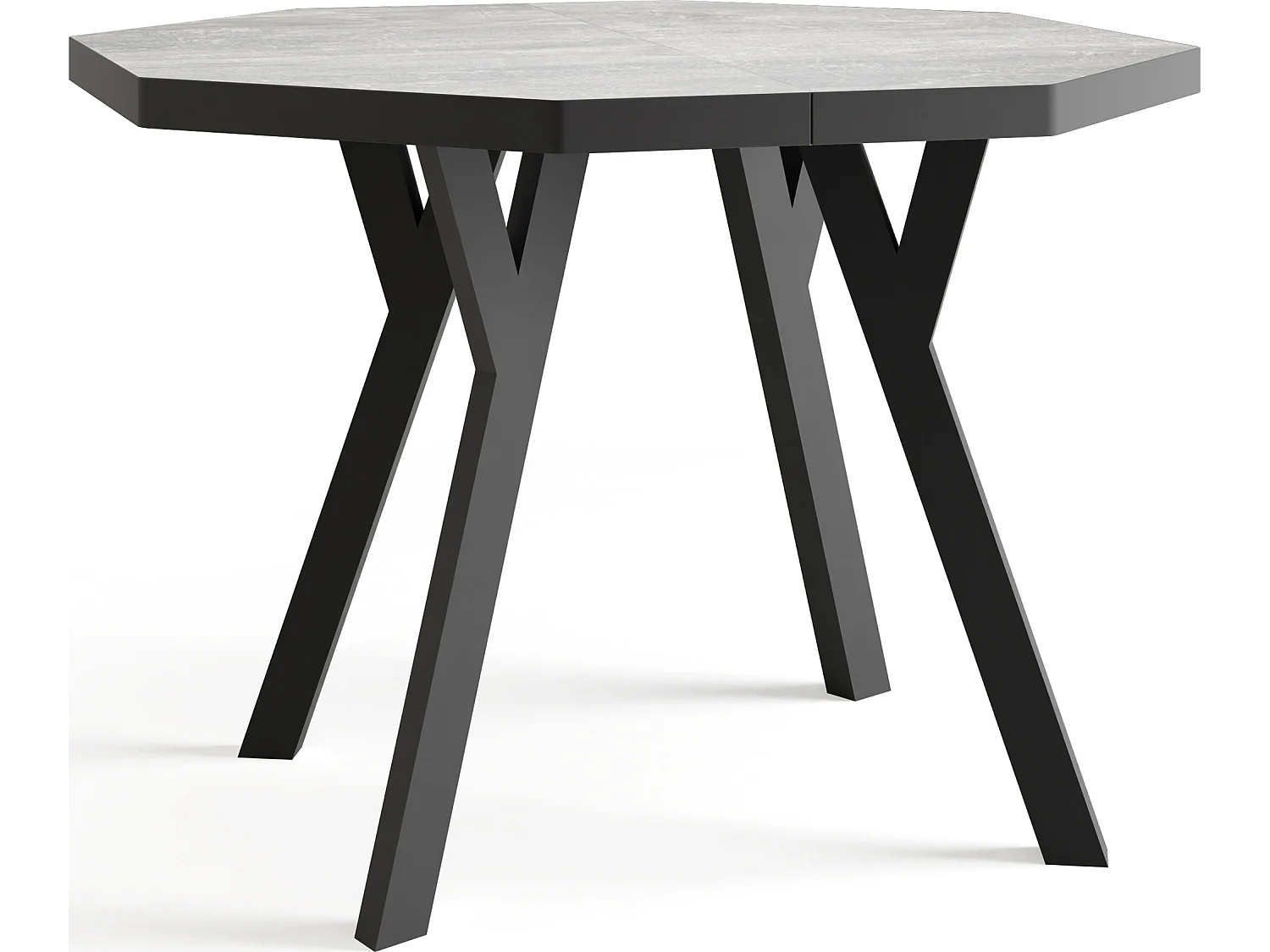 Table à Manger Extensible Moderne avec Pieds Noirs - Plateau en Panneau Stratifié, Style Loft - Atelier Gris - 100/200